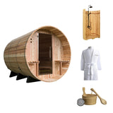 Minoan Bundle: Huntington Sauna + Ellipse Outdoor Shower (Onyx) + Bucket, Ladle, Thermometer & Robe